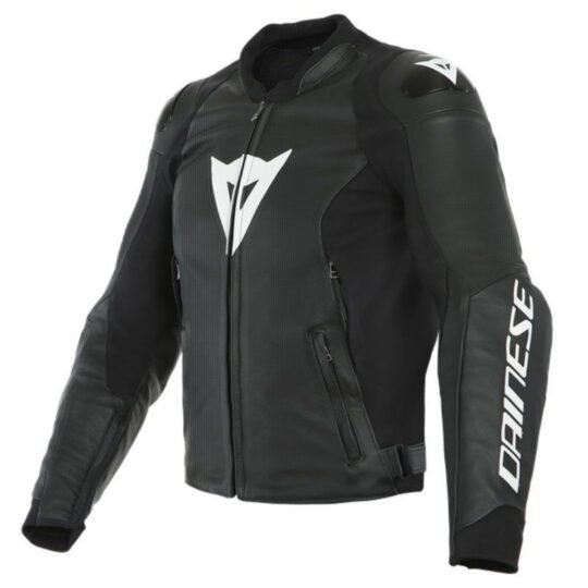 DAINESE PERF SPORT PRO SUMMER MOTORCYCLE LEATHER JACKET BLACK/WHITE